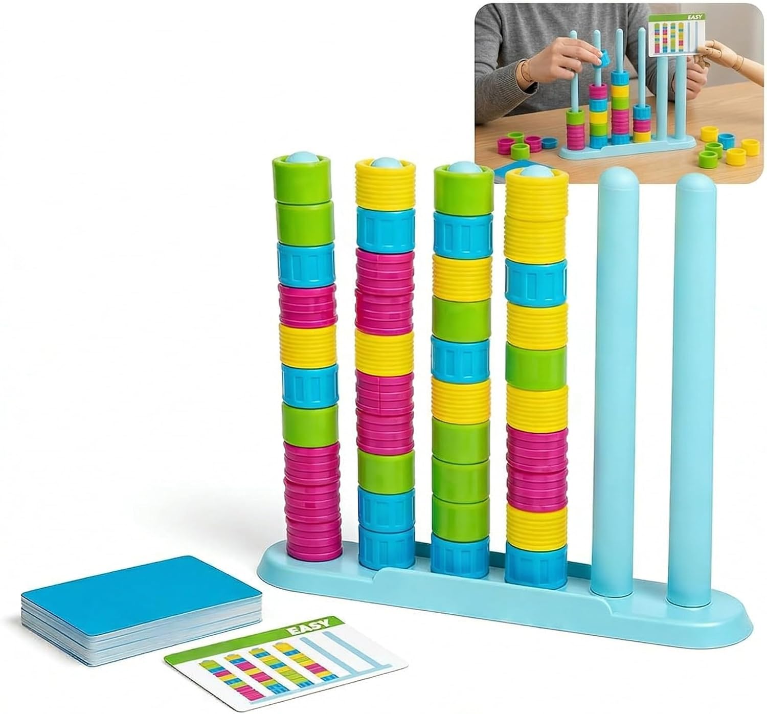 Color Stack Challenge Game-Fast-Paced Color Match Stacking Board Game Quick Thinking Head-to-Head Party Game for Family Game Night Travel-Friendly Competition Set for 2-4 Players (1)