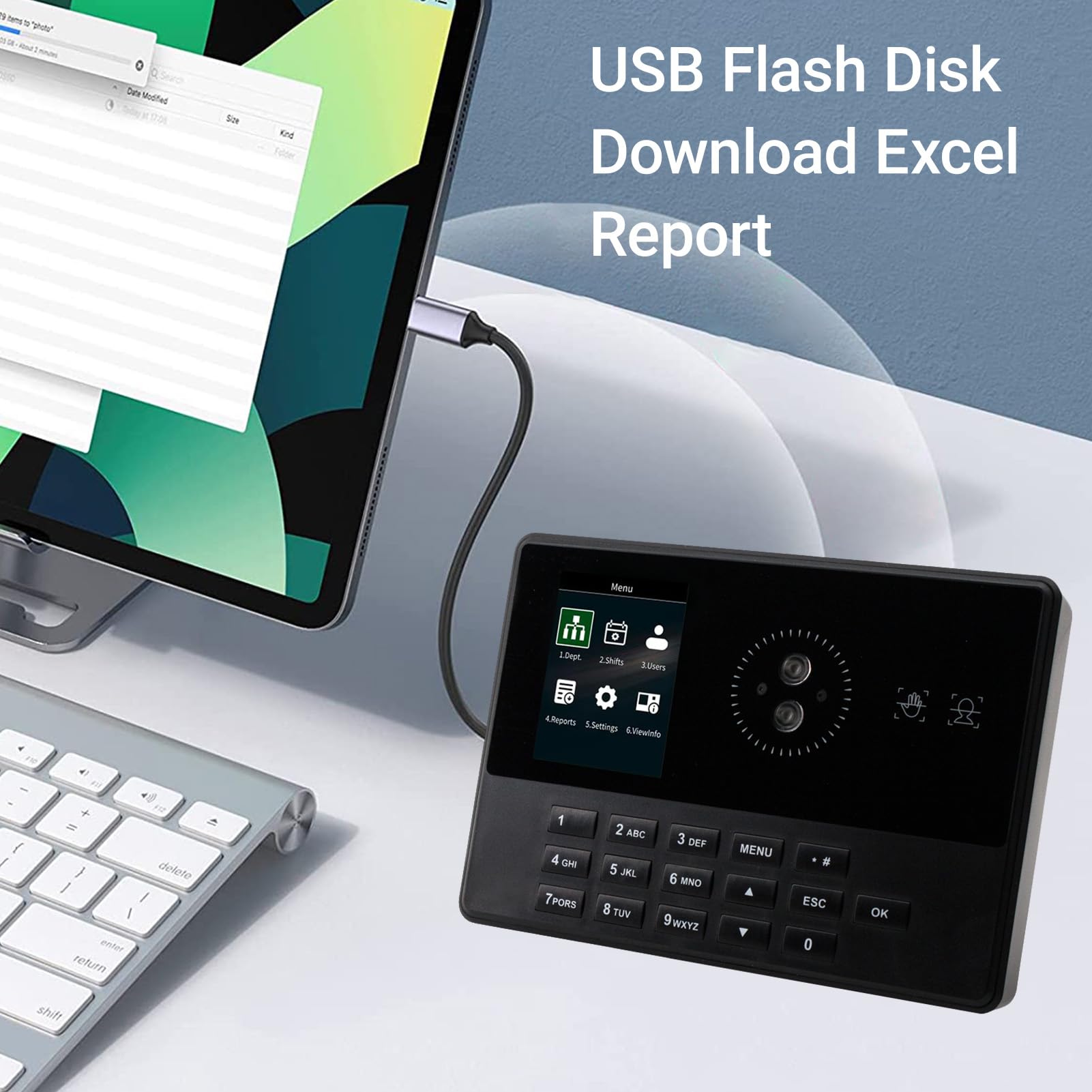 Bisofice T900 Rilevatore Presenze Dipendenti, con Scansione Facciale e impronte digitali e RFID Password, Timbratrice Presenze Prompt Vocale, Display da 2,8", per Piccole Imprese