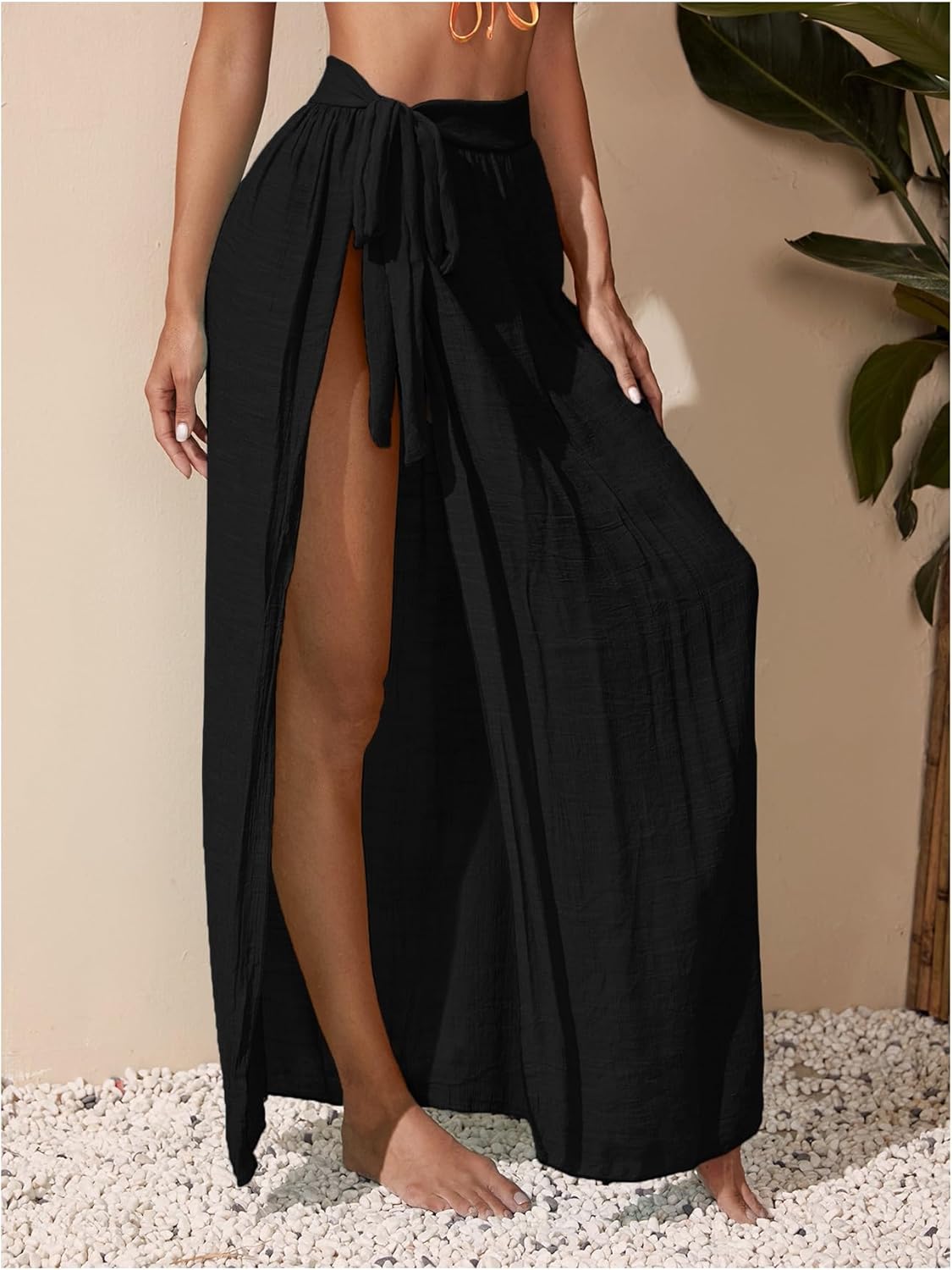 GORGLITTER Women's Tie Beach Skirt Cover Up Wrap Skirt Sarong Swimwear Long Swimsuit Coverup - Image 4