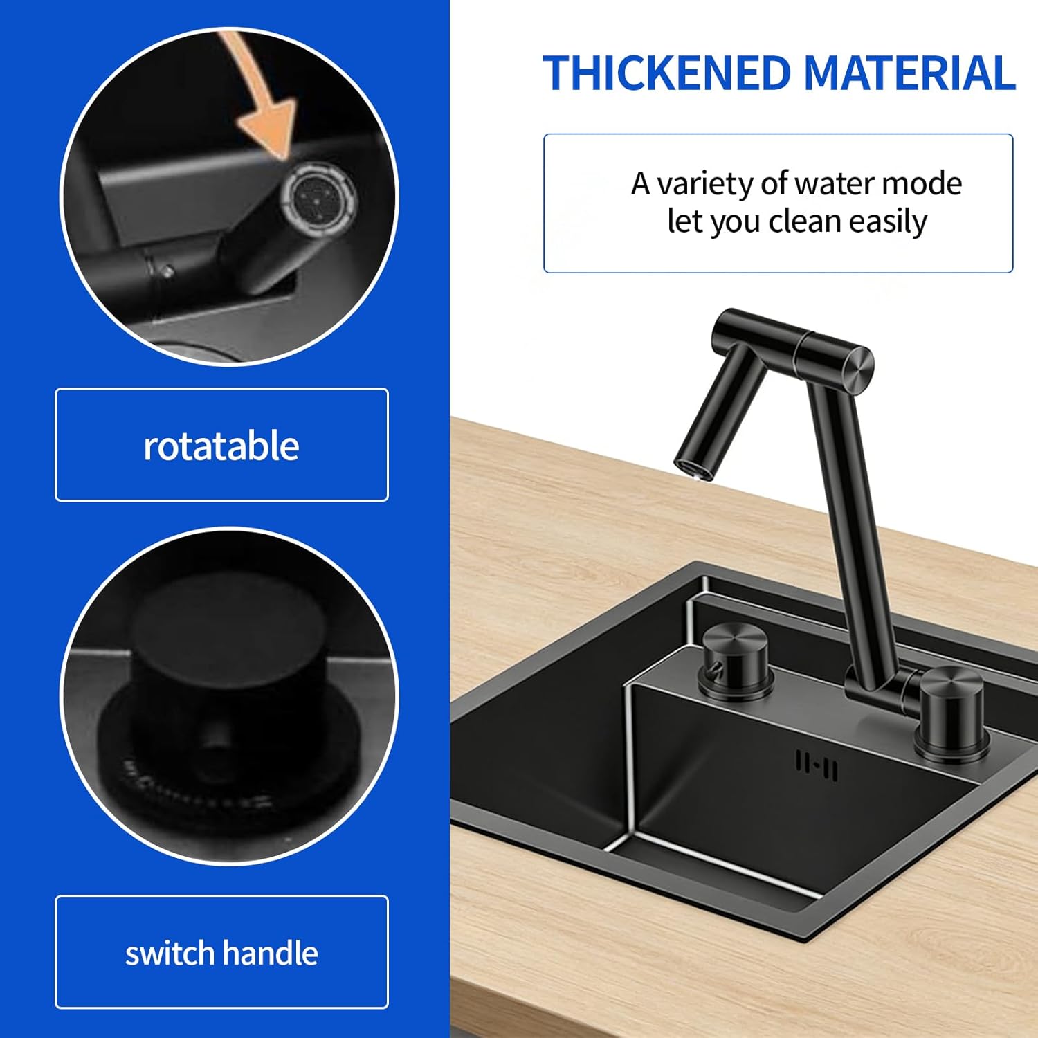 All-in-One Integrated Gunmetal Black Bar Sink - Concealable Stainless Steel Workstation Single Basin Prep Small Kithcen Sink