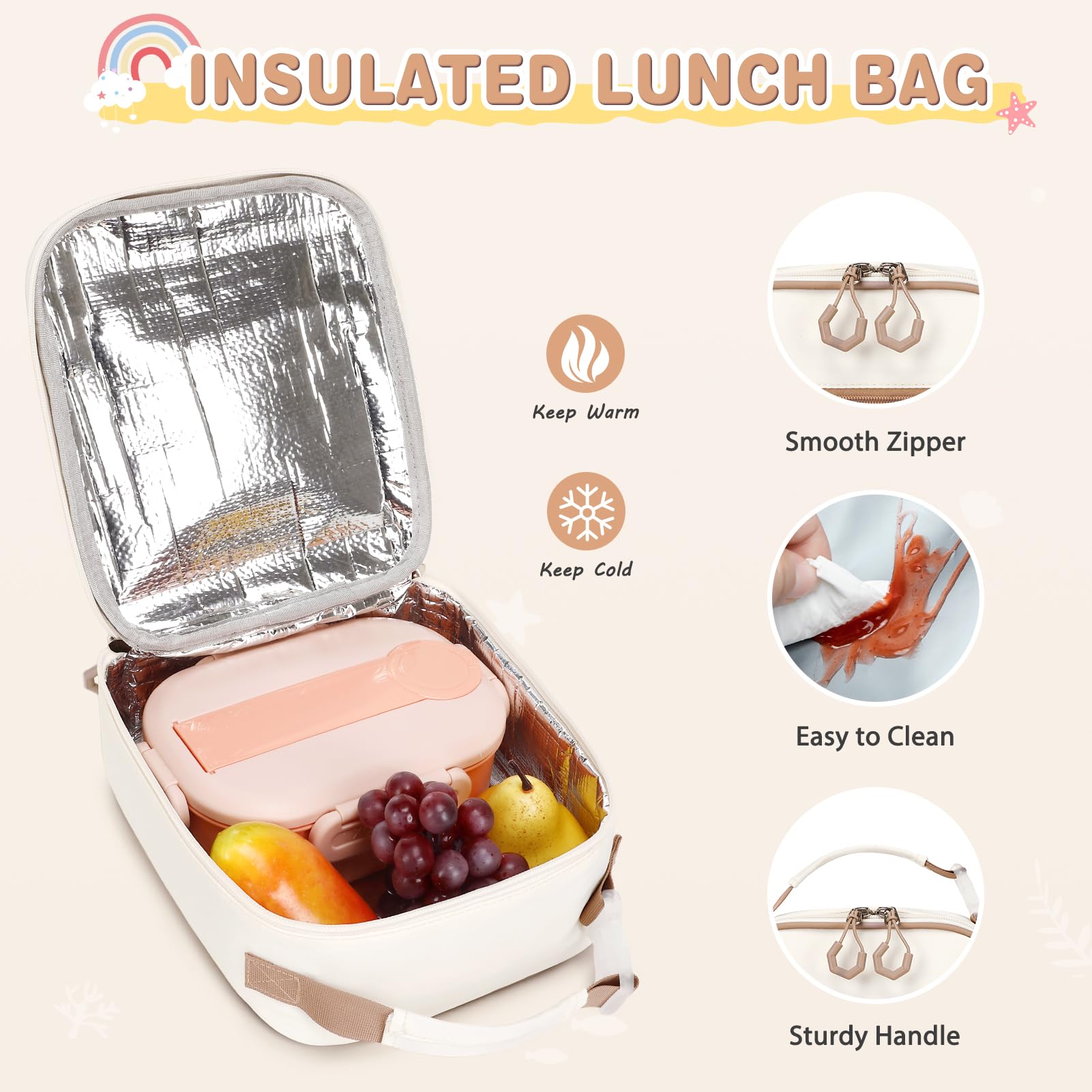 ACESAK 08 BACKPACK BENTO BOX MIT WASSERFLASCHE ALL, Khaki, Large, Rucksack mit Bento-Box
