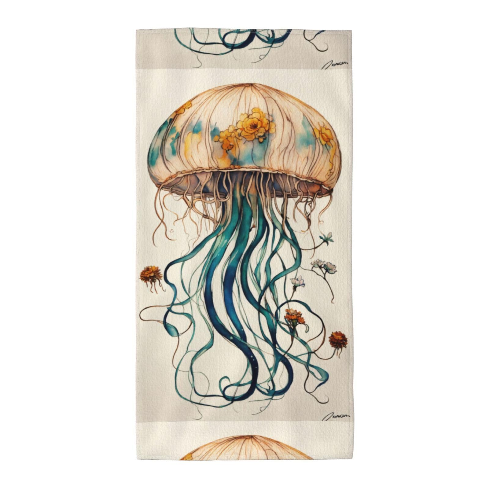 Cbaaghh Jellyfish Pattern Print Towel, Towels Thick Face Towels Fast Drying Washcloth For Bath, Spa, Gym