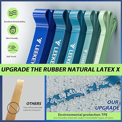 Miniatura 34 de LEEKEY Juego de bandas de resistencia para asistencia de dominadas y entrenamiento de cuerpo completo, bandas de ejercicio de varios niveles