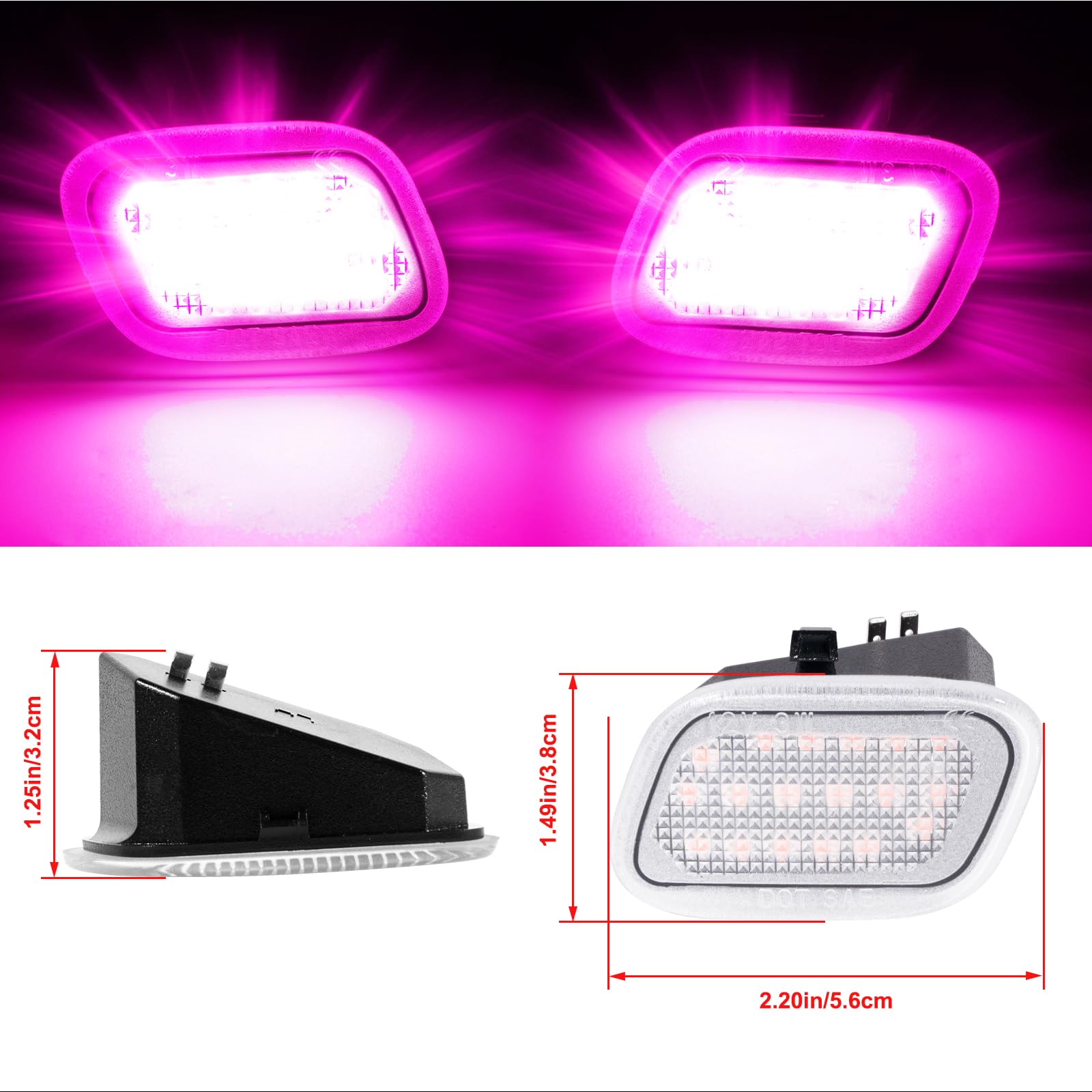 Amazon.com: POPMOTORZ Pink Purple LED Side Mirror Puddle Lights