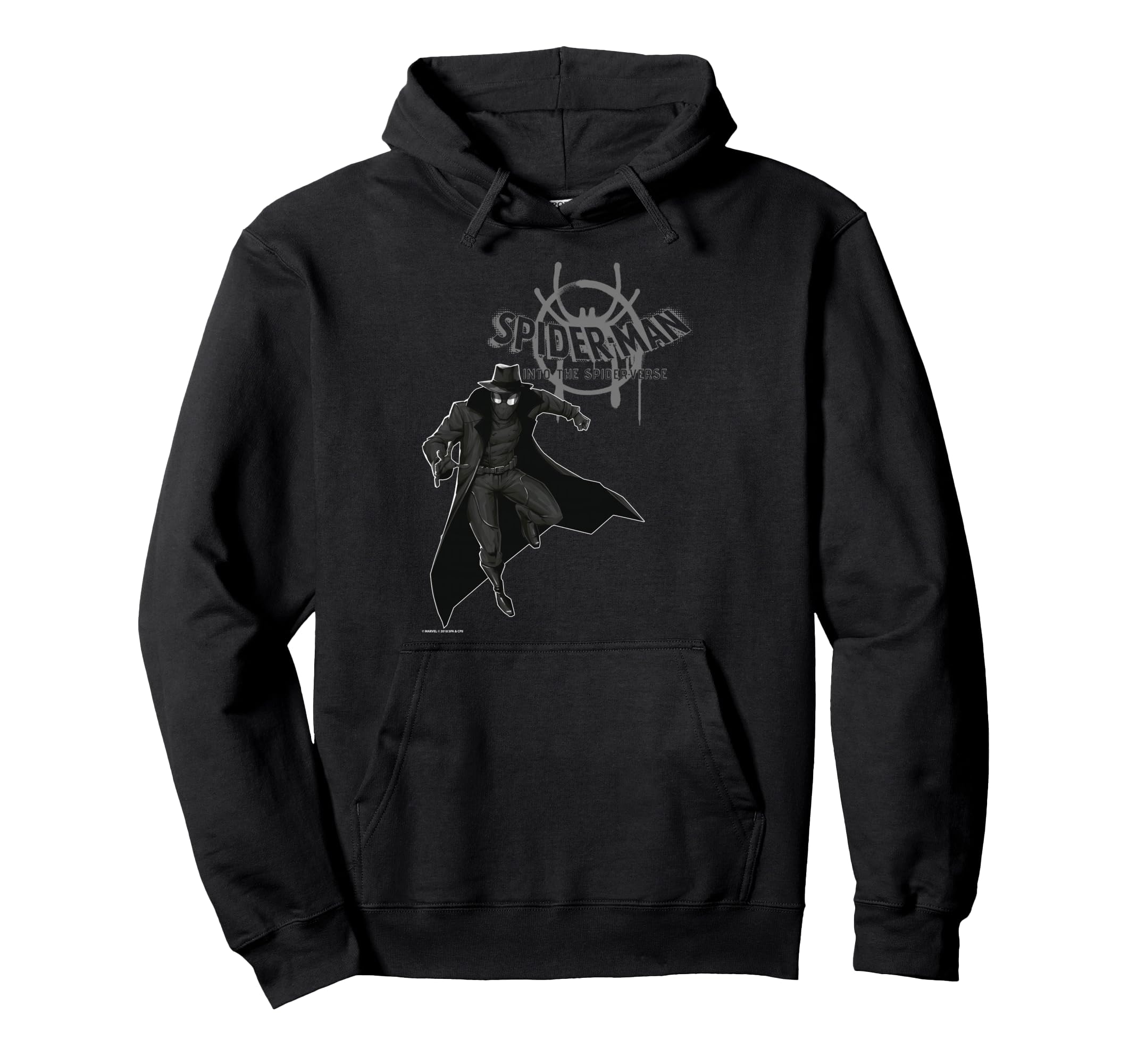 Marvel Spider-Man Spiderverse Noir Logo Graphic Hoodie Pullover Hoodie