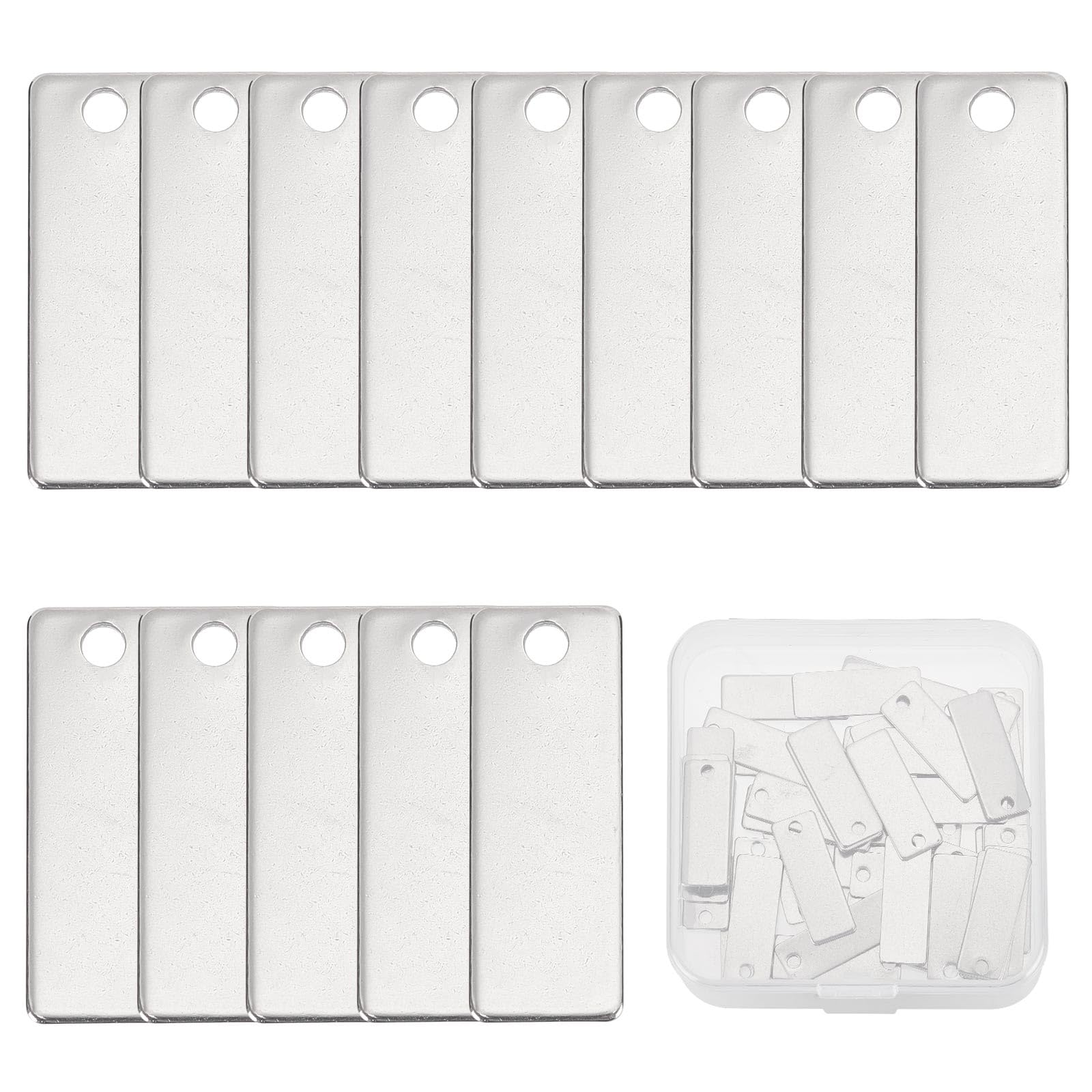 Amazon | SUNNYCLUE 1箱50個 25mm ネームタグ ステンレス チャーム