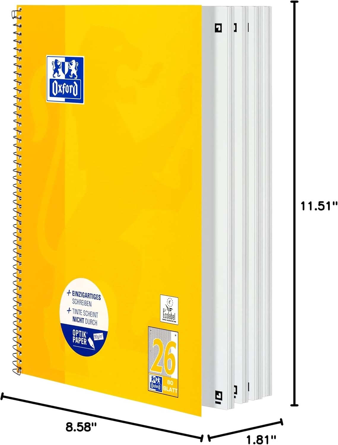 Oxford School Notepad A4 Squared 80 Sheets Yellow Pack of 5