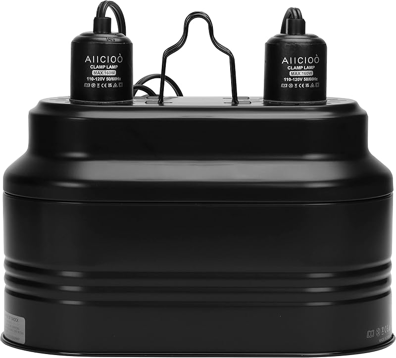Luminária Dupla para Terrário com Soquetes E26 e Interruptores Independentes Aiicioo até 160 W