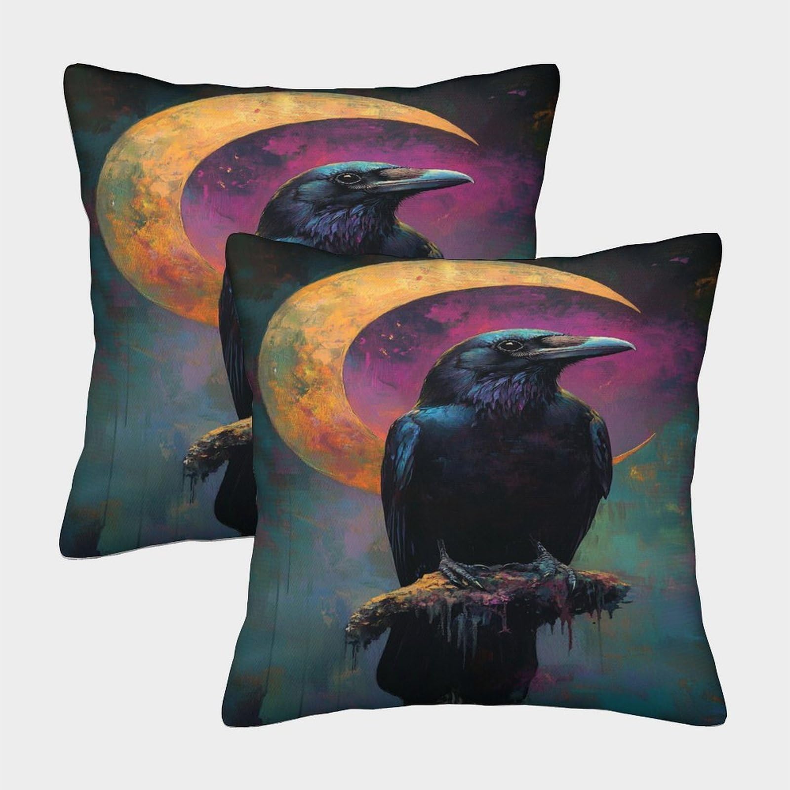 HWEICOIN 3D Printed Crows Square Pillowcases Dinosaurs Square Throw Pillow Decorative Super Soft Pack of 2 for Patio,Couch, Tent, Balcony And Sofa 40x40cm