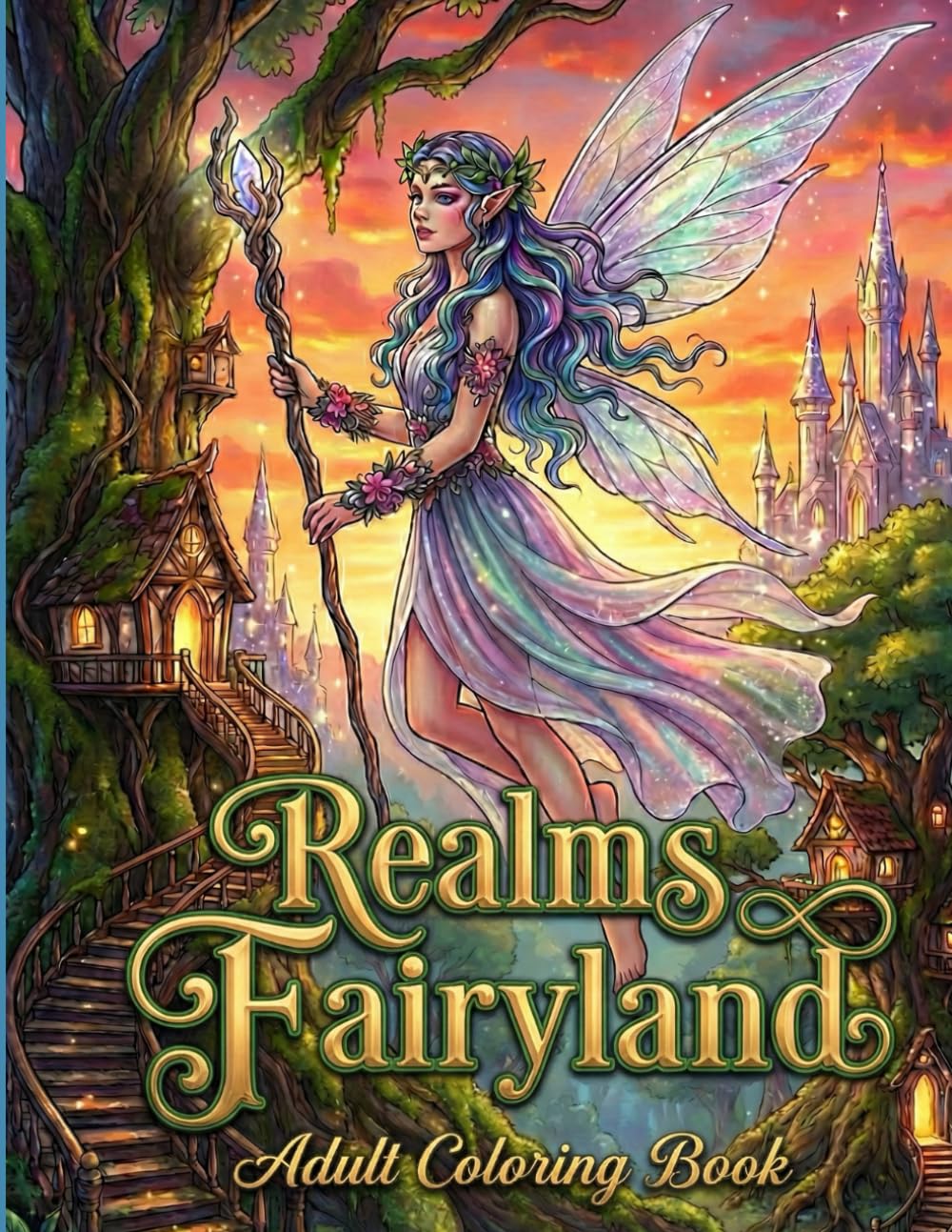 Realms Fairyland Adult Coloring Book: A Whimsical, Magical Fairyland of Castles, Fantasy Scenes of Magical Dwellings, Enchanting Fairies , for Relaxation and Creativity /
