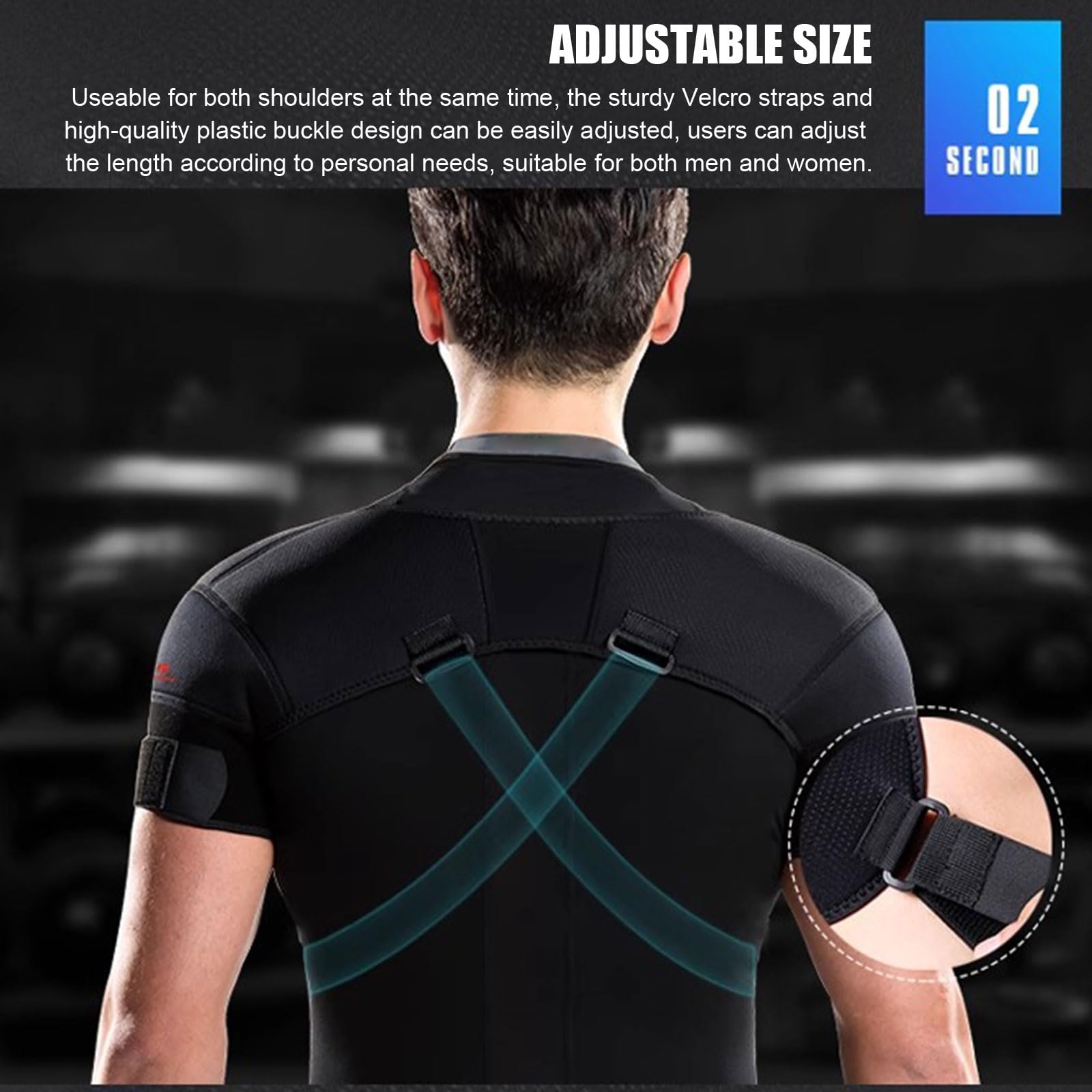 Envoltura de Abrazadera de Soporte de Hombro Doble Correa Protectora de Neopreno Ajustable para Hombres Mujeres, Alivio Lesiones en el Hombro, tendinitis,M