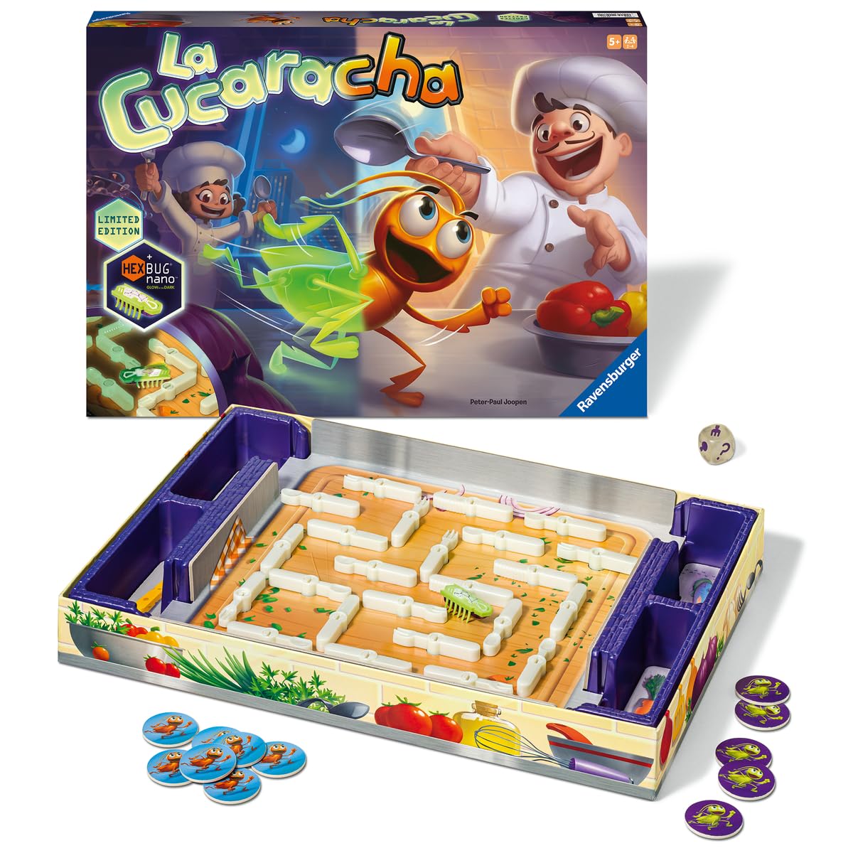 Ravensburger - La Cucaracha Glow in the Dark, Gioco da Tavolo per Tutta la Famiglia, 2-4 Giocatori, Idea Regalo per Bambini 6+ Anni, Edizione in Italiano