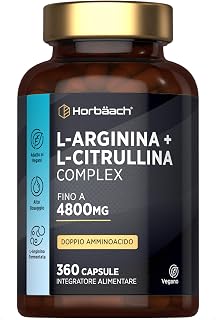 L-Arginina + L-Citrullina 4800mg | 360 Vegano Capsules | Complesso di amminoacidi | Arginina Citrullina | Horbaach
