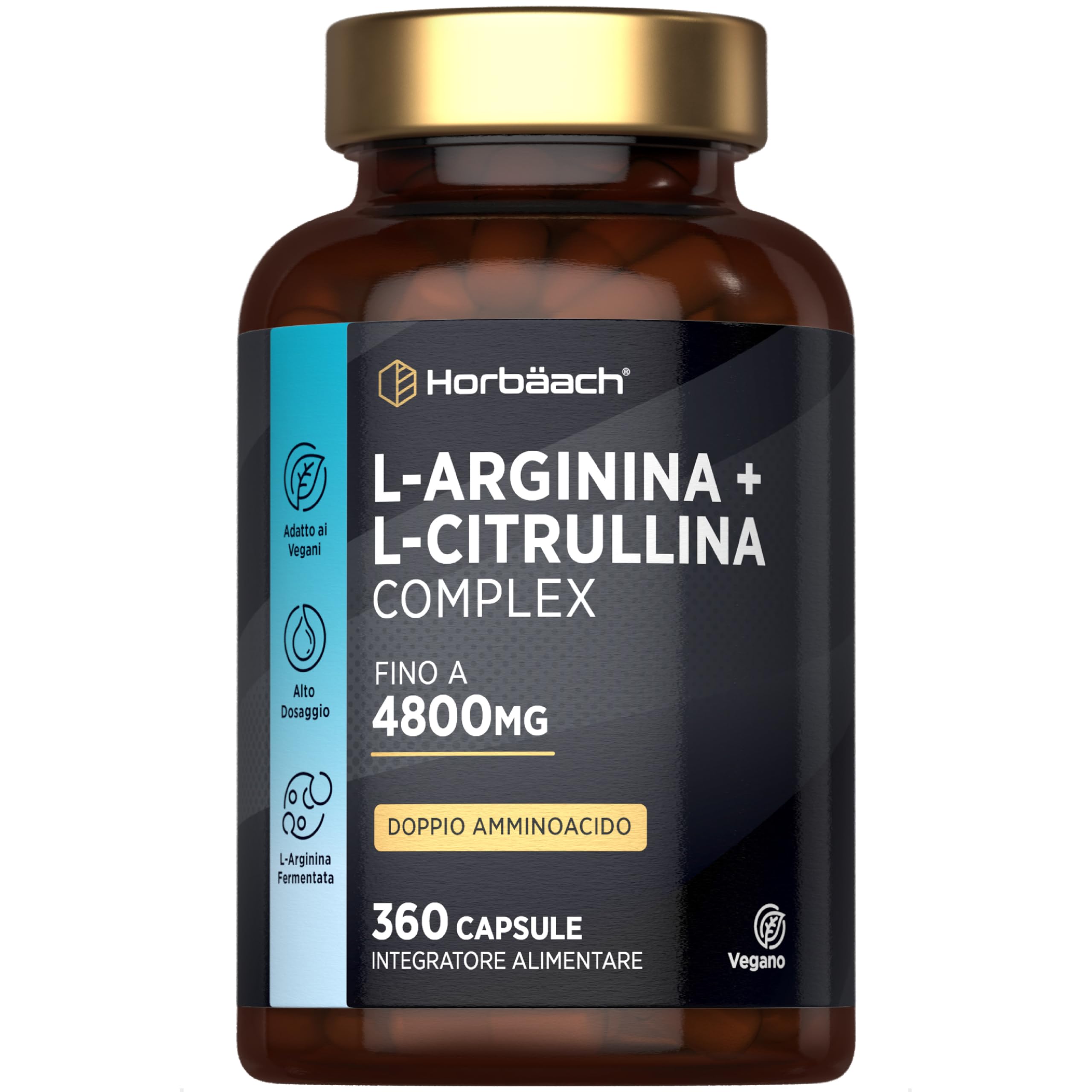 L Arginina e Citrullina 4800mg | 360 Vegano Capsules | Complesso di amminoacidi | Arginina Citrullina | Horbaach