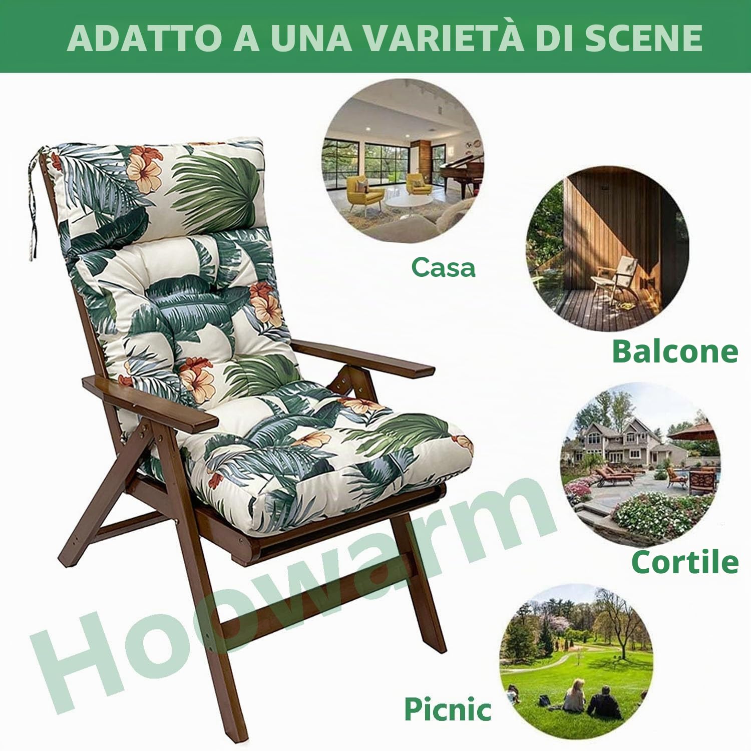 Cuscini per Sedia a Dondolo in Vimini Impermeabile Cuscino per Sdraio da Giardino Antiscivolo Cuscinos per Lettino Prendisole per Interni,Esterni, Altalena, Patio，Balcone, Spiaggia(A1,125x55x10cm)