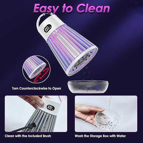 Miniatura 7 de Exterminador de mosquitos para interiores y exteriores, 2 unidades, matamosquitos eléctrico con caja de almacenamiento, impermeable, 12 LED 2000 V,