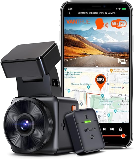 VANTRUE E1 Mini Dash Cam Front 2.5K WiFi GPS Voice Control 1944P Dashcam with Wireless Remote Controller HDR Night Vision 160° Car Camera 24h Buffered Parking Mode Supercapacitor Support 512GB