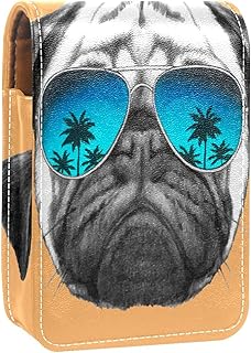 Spiaggia per cani carlino Stampe Porta rossetto Mini porta rossetto Borsa organizer con specchio per borsetta Custodia cosmetica da viaggio