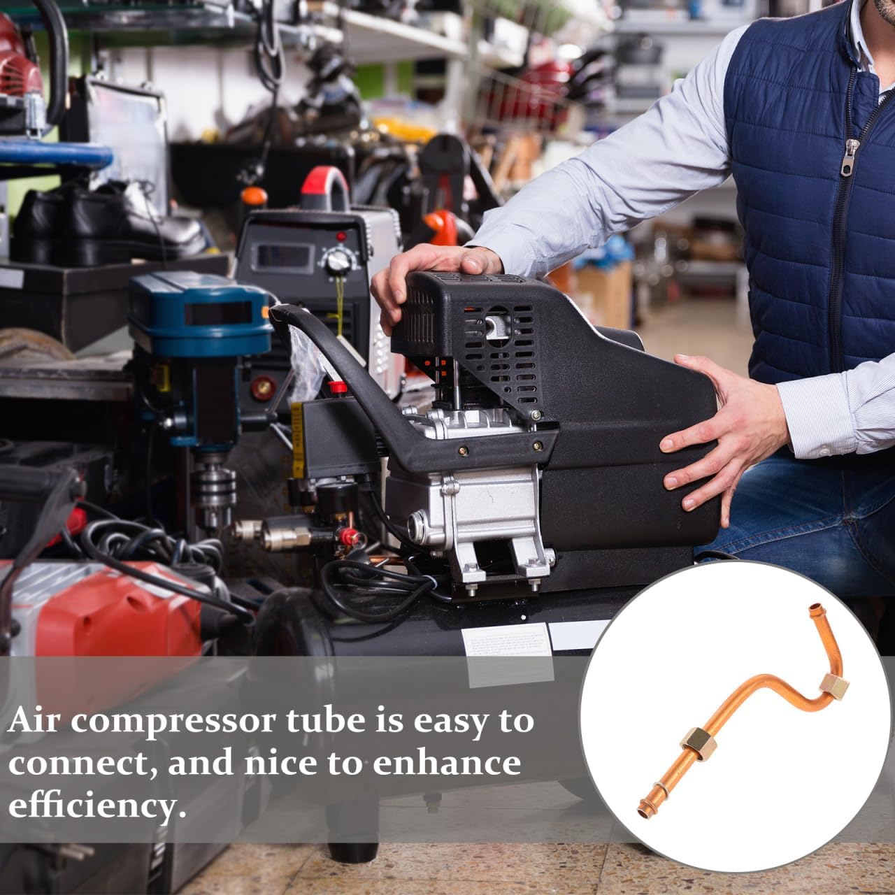 GLEAVI Air Compressor Exhaust Tube Replacement 3/8 Air Compressor Line Kit Aluminum High Pressure Pump Head Connecting Pipes Air Compressor Replacement Parts