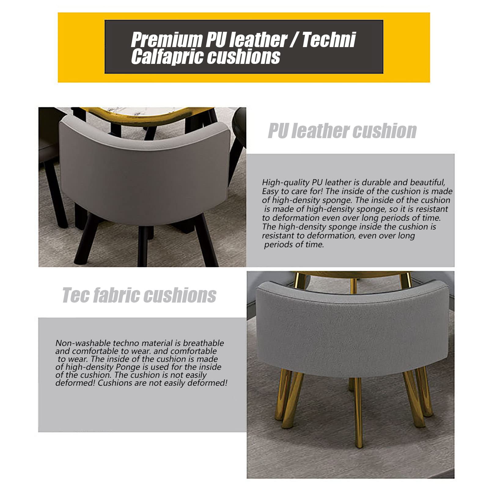 Moderno juego de mesa de comedor redonda con 4 sillas para reuniones de pequeñas empresas y oficinas, material de lino de algodón
