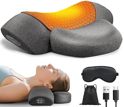 Upalled Cordless Heated Neck Massager Pillow for Pain Relief Deep