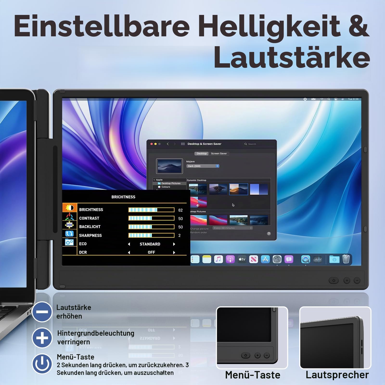 KEFEYA 14” Laptop Bildschirm Erweiterung FHD 1080P IPS Dual Screen Extender Laptop Monitor Erweiterung für Laptop 13"-17,3" mit USB-C/HDMI Plug & Play für Windows/Mac/Android/Switch /PS5