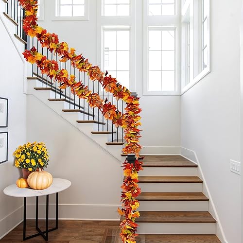 Miniatura 7 de Paquete de 2 guirnaldas de hojas de arce, decoración de otoño, decoración de mesa de Acción de Gracias, decoraciones de otoño para el hogar,