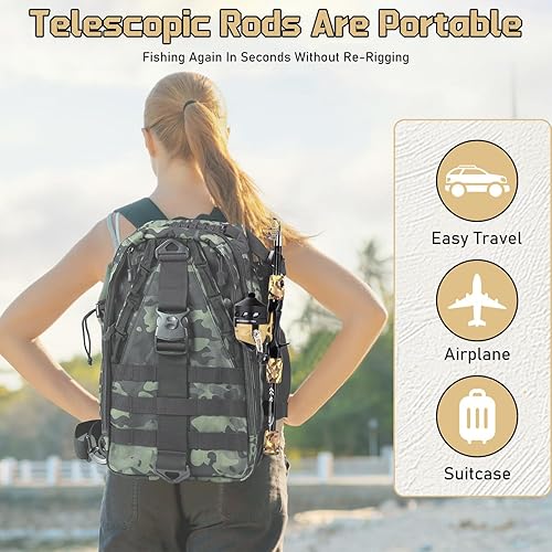 Miniatura 6 de Combo de caña de pescar y carrete para niños de Sougayilang, caña de pescar ligera con carrete de pesca Spincast, bolsa de aparejos y señuelos para