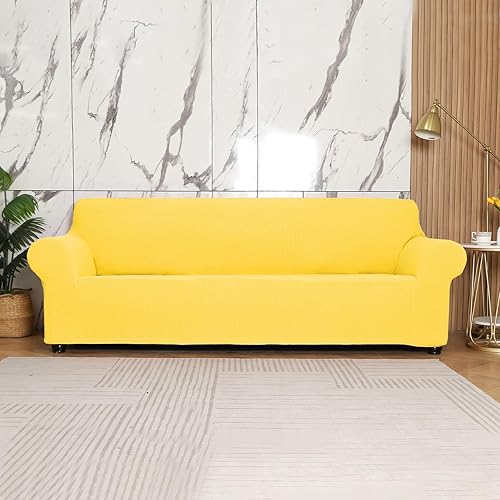 Miniatura 4 de Qubjus Funda Elástica para Sofá Cubierta Suave de Sofá Fundas para Sofá de 3 Cojines Protector de Muebles de Sofá Transpirable Lavable Tela Jacquard