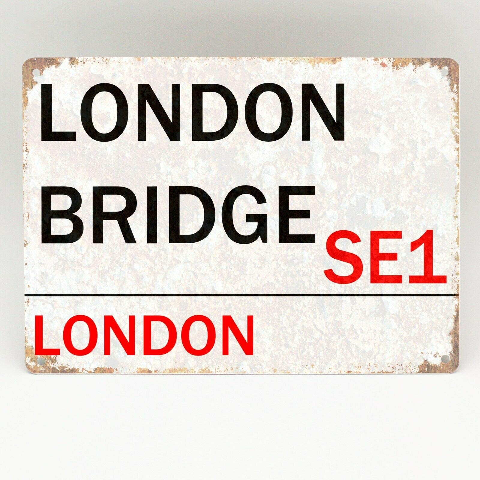 Biopracess Metalpostera42398 London Bridge Metal Sign London Street Novelty Retro Wall Plaque Vintage 8X12 Inches