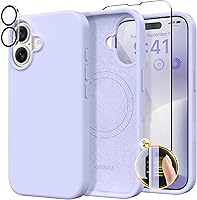 Vista 214 de GONEZ Funda de silicona para iPhone 14 Pro Max, compatible con MagSafe, con protector de pantalla + protector de lente de cámara, silicona líquida a