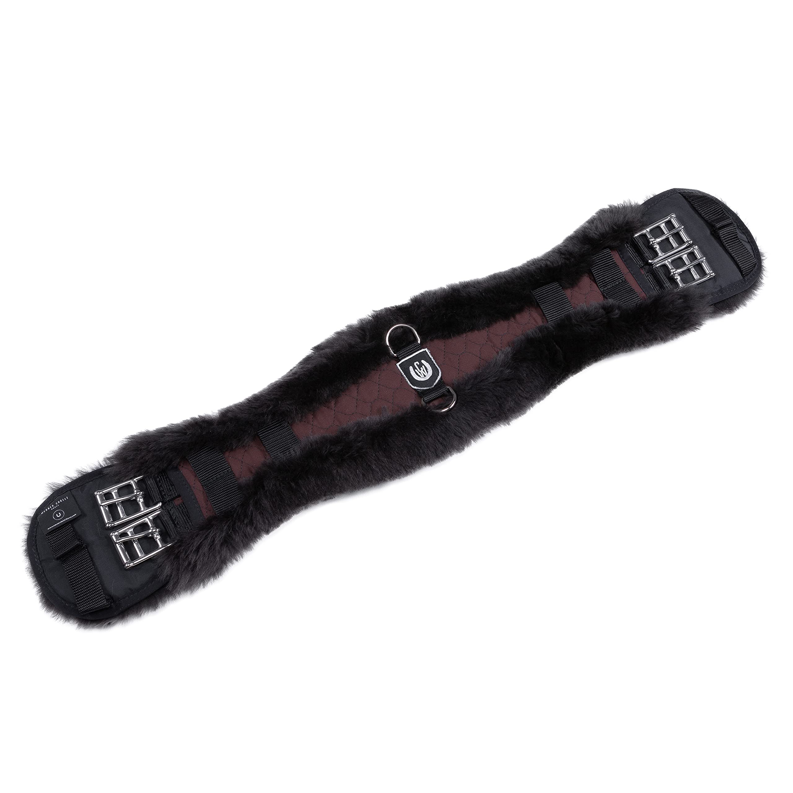 CHRIST Sangle de Selle en Fourrure de Mouton KONTURGURT de Werner Sangle de Dressage Anatomique, Sangle en Fourrure véritable, Naturel, Brun et Anthracite, 45-95 cm