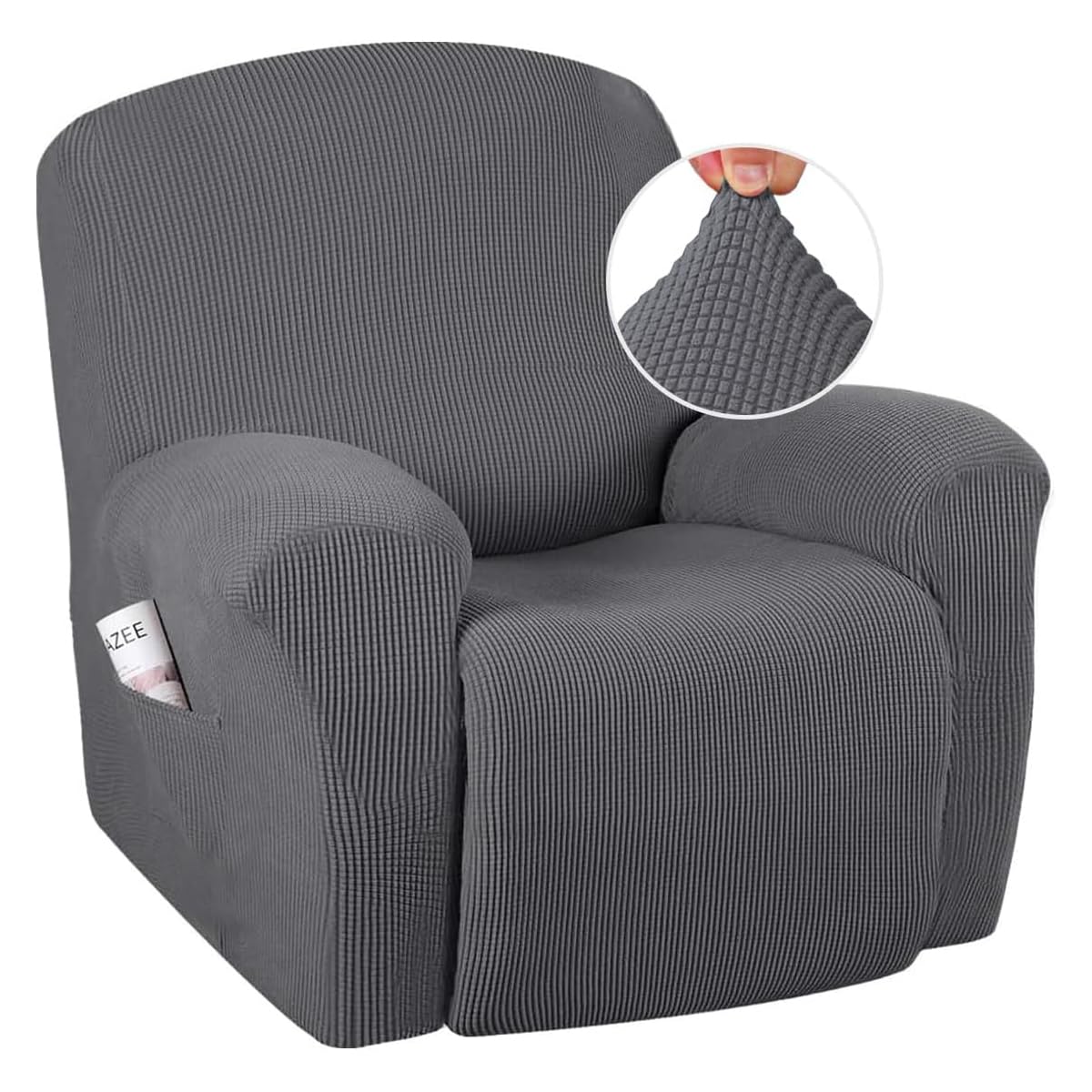 H.VERSAILTEX Super Stretch Recliner Couch Covers Chair Cover Form Fitted Non Slip Reclining Slipcovers for Standard Large Recliner, Soft Thick (1 Pack, Grey)