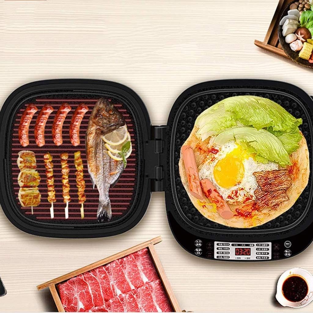 Square Electric Skillet, 180 Degrees Baking Pan Grill Pot Non-Stick Pizza Maker Pancake Fry Oven Cooker with Handle