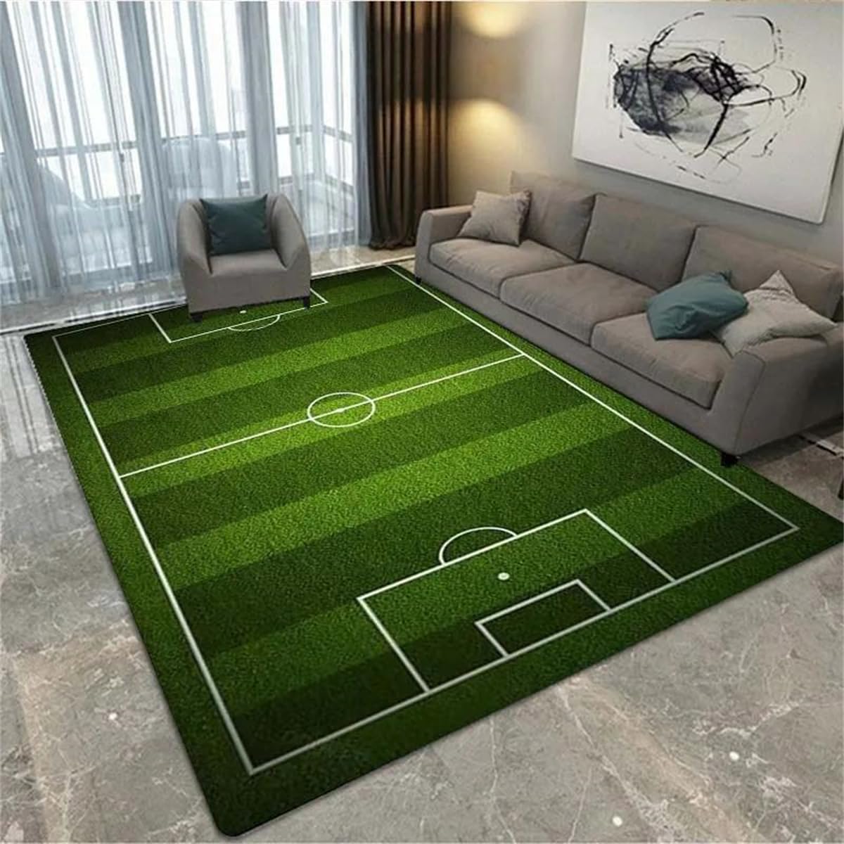 Tapis foot chambre ado terrain football 3D moderne