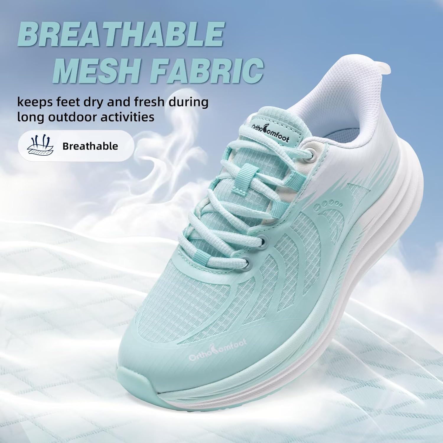 Women's Orthopedic Road Running Shoes: Comfortable Arch Support Plantar Fasciitis Orthotic Sports Exercise Fashion Sneakers, Casual Flat Feet Tennis Work Walking Shoes for Foot and Heel Pain - Image 7