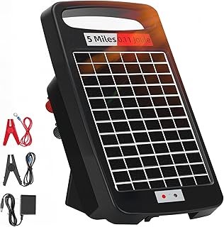 5 Miles Solar Electric Fence Charger,Output 0.11J Electric Fence Charger,24-Hour Uninterrupted Protection S.olar F.ence Chargers,Solar Fence Energizerr That can Work for 14 Days Without Sunlight