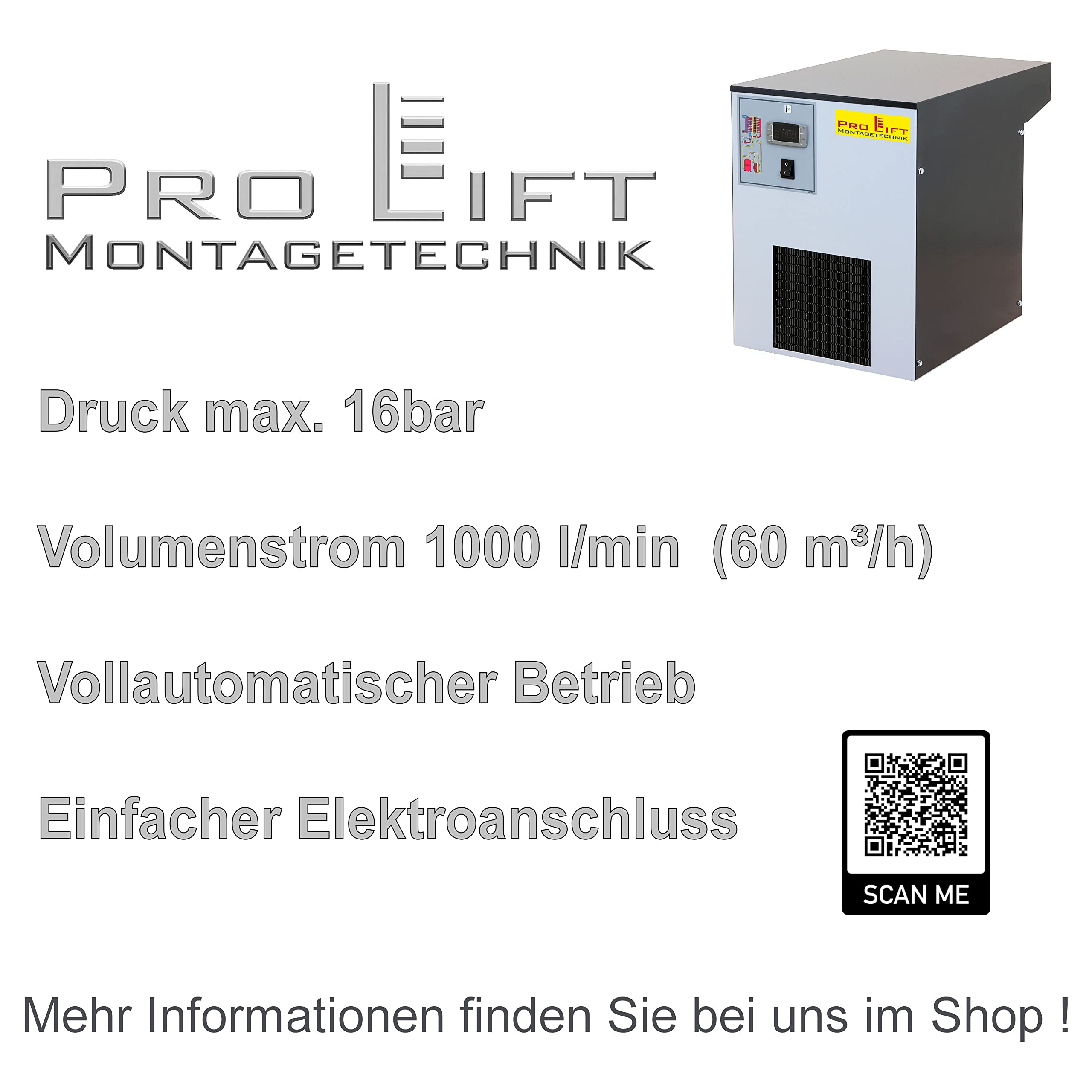 Pro-Lift-Montagetechnik Drucklufttrockner 1000L/min, Kältetrockner, DRY60J, 02207