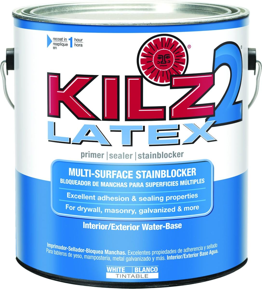 KILZ 2® Latex 20041 White Pigmented Primer Sealer/Stain Killer, 1 Gallon (Pack of 4)