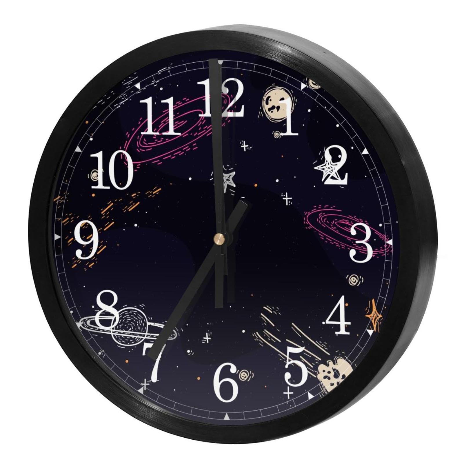 Horloge murale silencieuse à quartz noire ronde pour maison et école