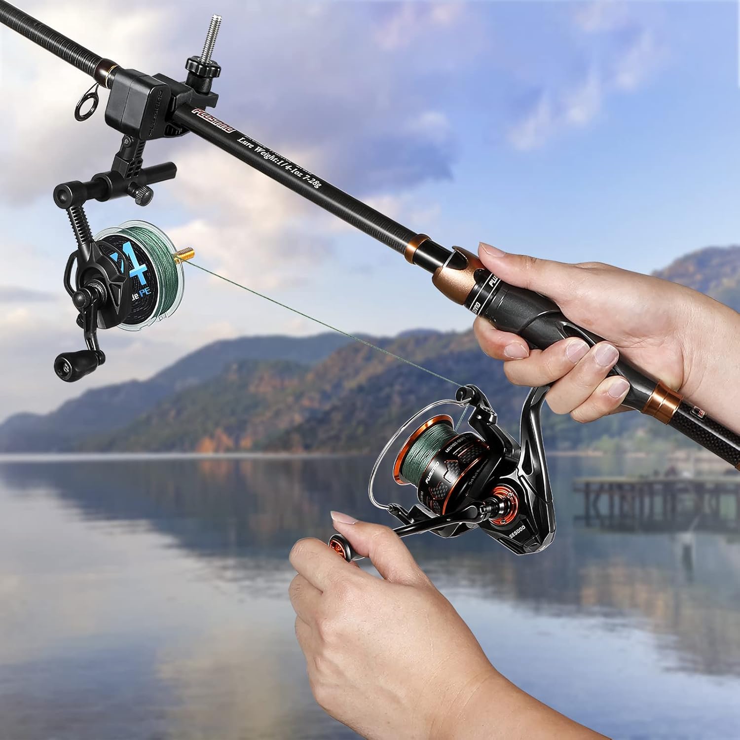 PLUSINNO Fishing Line Spooler with Unwinding Function, Fishing line Spooling Station Versatile for Both Thick & Thin Rods, Works with Spinning Reel, Cast Reel Without Line Twist-B : Sports & Outdoors