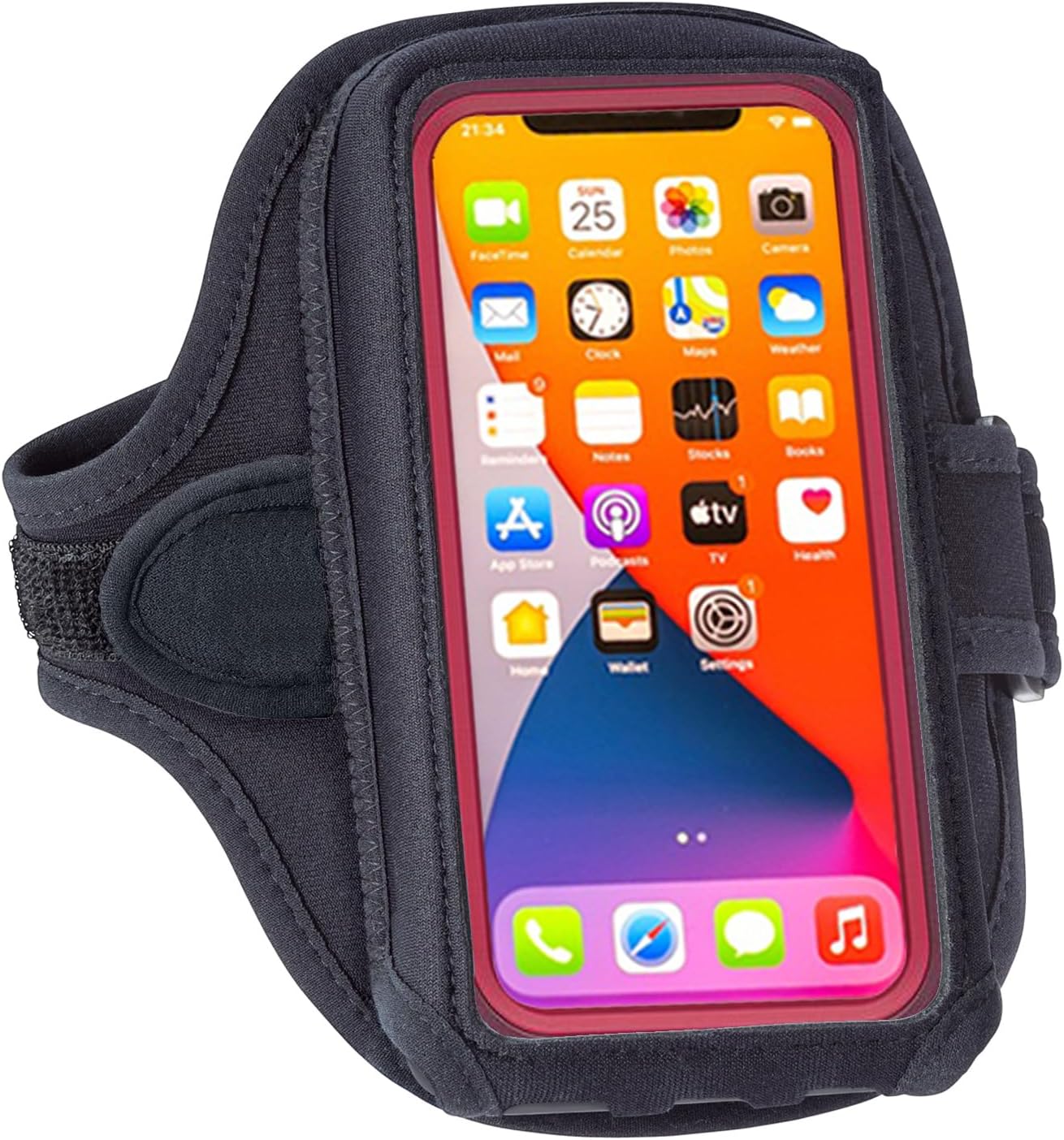 Tune Belt AB92 Cell Phone Armband for Running - Fits iPhone 17/16/15/14/13 Pro Max, Plus, Samsung Galaxy Ultra/Plus/Note and Large Phones with Protective Cases, Sweat-Resistant Exercise Holder (Black)