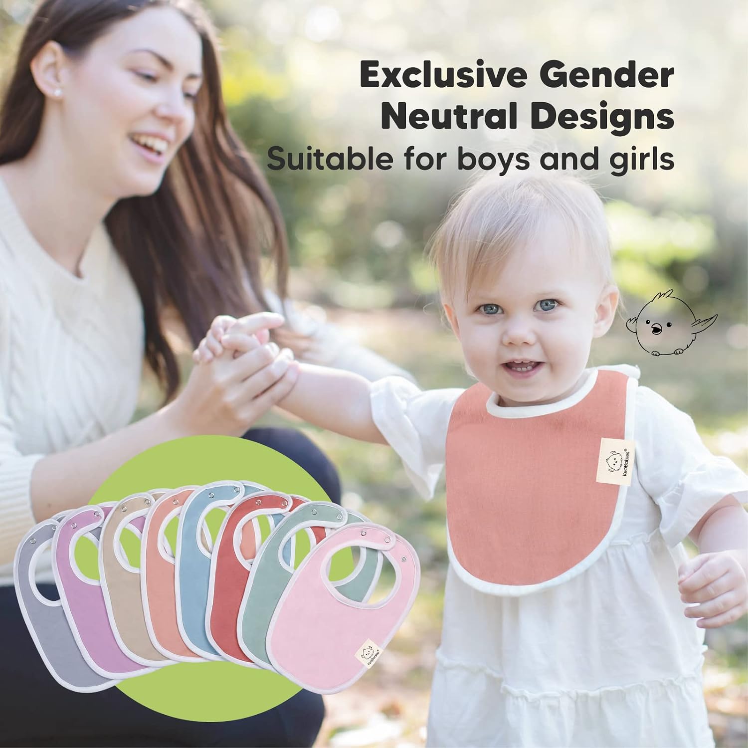 KeaBabies 8-Pack Baby Bibs for Girls & Boys - Teething Baby Bibs for Boy, Girl - Newborn Bibs for Baby Girl, Boy
