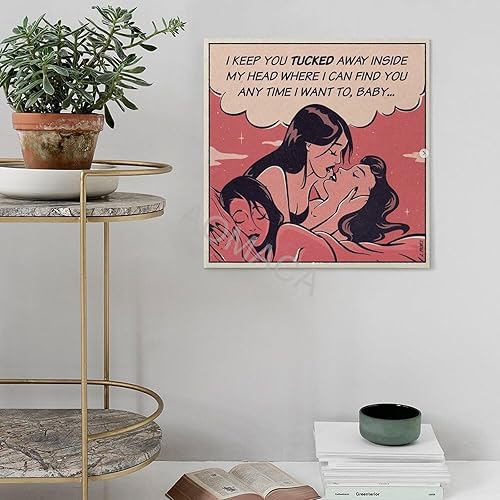 Miniatura 5 de Póster de cómic retro lésbico, póster abstracto, póster estético de habitación (3) pintura en lienzo, póster de arte de pared para dormitorio, sala