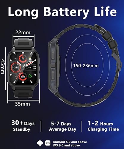 Miniatura 7 de Reloj inteligente, reloj inteligente de llamadas Bluetooth para teléfonos Android e iOS, resistente pantalla HD de 1.83 pulgadas, más de 100