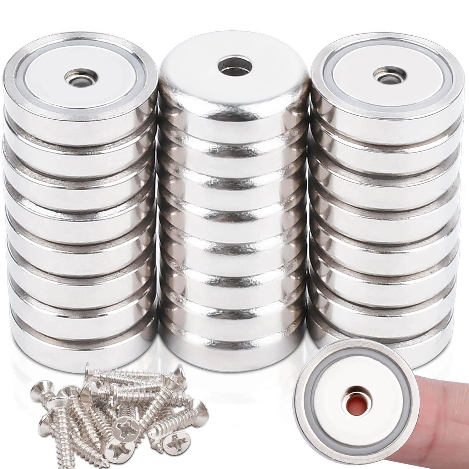 120 Pcs Magnets with Holes, 22 lbs Pulling Force 0.79 "(20 mm) Rare Earth Magnets Heavy Duty, Neodymium Magnet Round with Countersunk Hole