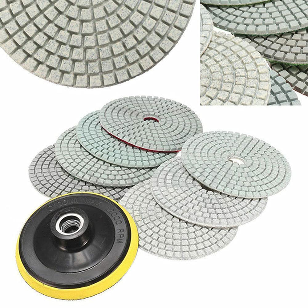 4 inch Diamond Polishing Pads Set Wet Polishing 1Pcs 50#-3000# Grit Pads for Granite, Stone, Concrete, Marble, Travertine Polishing 7 Sizes for Choose