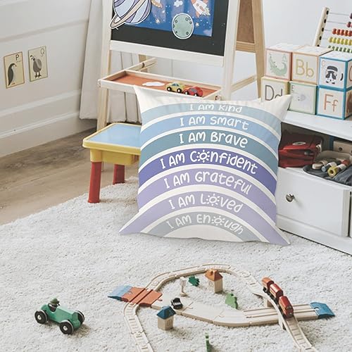 Miniatura 2 de QIYUHOY Fundas de almohada de arco iris para aula, centro de libros, decoración de esquina para sala de juegos, funda de almohada azul, funda de