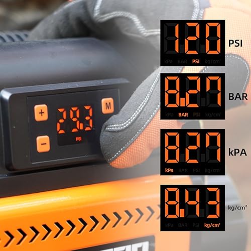 Miniatura 3 de ALL-TOP Compresor de aire de 12 V con panel de control LCD a presión objetivo preestablecida, inflador de bomba de aire 150PSI 12.35CFM para