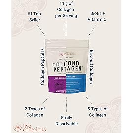 Live Conscious Collagen Powder Hydrolyzed Collagen Peptides Type I & III - Keto & Paleo Friendly - Unflavored - 20 Servings, 7.8 oz